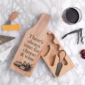 Cheese &amp; Wine Set in Wooden Wine Bottle Case image