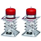 Newgrange Living Ziggy Pillar Candle Holder with Red Candle, Pair image