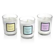 Tipperary Crystal Set of 3 Assorted Mini Candles - Sweet Pea, Honeysuckle, French Linen