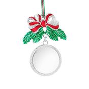 Newbridge Silver Bow with Pine Leaves Christmas Tree Decoration image