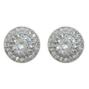 Tipperary Crystal Silver Round Earrings Pave Set Surround image