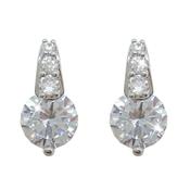 Tipperary Crystal Silver Round Stud Earrings With Pave Bale image