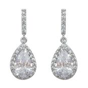 Tipperary Crystal Silver Pear Shape Earrings - White image