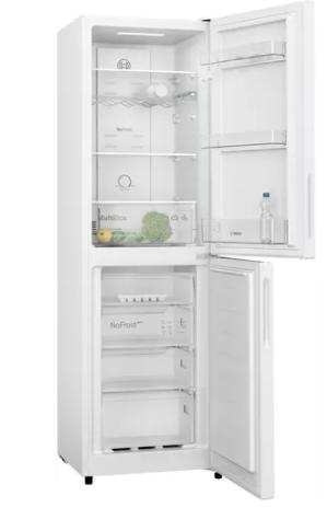 Bosch Free-Standing Fridge Freezer - White | NoFrost, LED Lighting, E