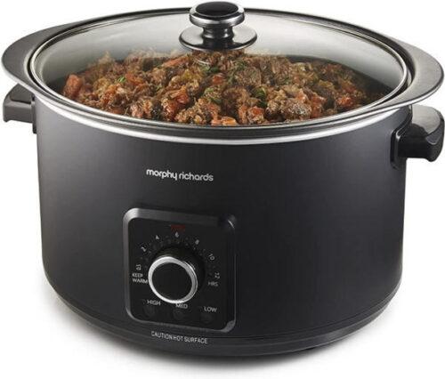 Morphy Richards 6.5L Slow Cooker Black with Dial, Glass Lid