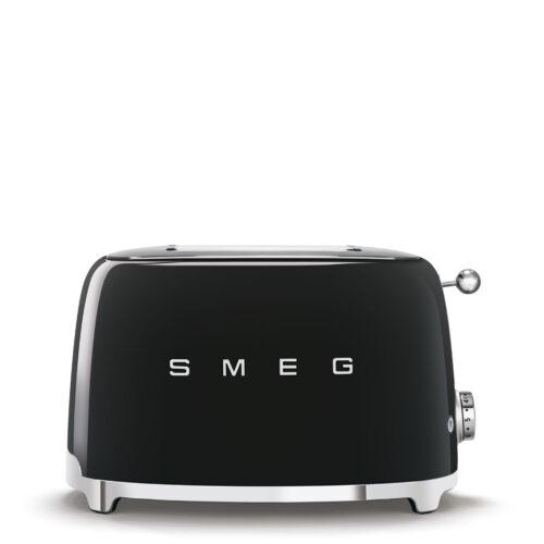 Smeg Retro Style 2 Slice Black Toaster - Reheat, Defrost, Bagel Functions