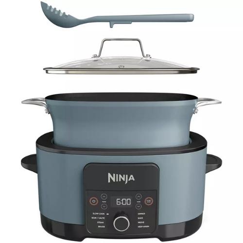 Ninja Foodi PossibleCooker 8-in-1 Multi-Cooker Slow Cooker 8L Sea Salt Grey with Pasta Spoon & Lid - 1200W, Up to 8 Portions, 12 Hr Keep Warm