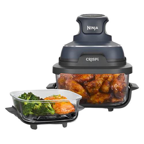 Ninja CRISPi 4-in-1 Portable Glass Air Fryer | Sage | Air Fry, Roast, Keep Warm, Recrisp | Glass