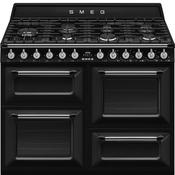 Smeg 110cm Victoria Gloss Black Four Cavity Dual Fuel Traditional Cooker | Black | TR4110BL1 image