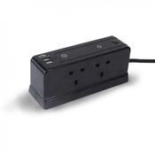 4 Gang 1M Extension Block 2 Usb Ports Desktop 2 Plug Outlet 13Amp Power Home Elpine 30115c image