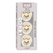 BIBS Pacifiers Try-it Colour 3 Pack Ivory size 1