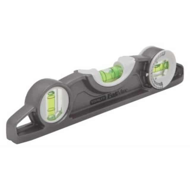 Stanley FatMax Xtreme Torpedo Magnetic Level 250mm 3 Vial Aluminium with Rare Earth Magnets and Pipe Groove for Accurate Measurements