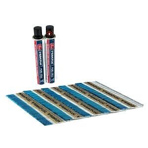 Rawplug 3.1x90mm Galvanised Smooth Collated Nails 1st Fix 2000-2200 Pack with 2 Fuel Cells Diamond Point Clipped Head Blue Coating