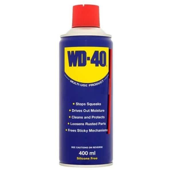 WD-40 Aerosol Spray Lubricant 400 ml - Stops Squeaks, Drives Out Moisture, Cleans and Protects, Loosens Rusted Parts, Frees Sticky Mechanisms