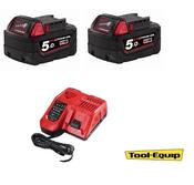 Milwaukee M18B52PK 2 x 18volt 5amp Li-ion Batteries &amp; Charger image
