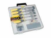 Stanley STA516421 5pc Wood Chisel Set with stone and guide image