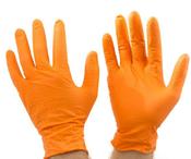 Portwest A930ORRL Box (100) Large Orange Disposable Nitrile Gloves x-strong, 240mm long CE Foodsafe