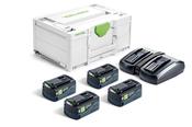 Festool 578682 18volt Energy Battery Systainer with 4 x 5amp HP-ASI Batteries &amp; Twin Charger 240volt image