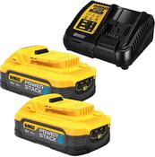 Dewalt DCBP518H2-XJ 2x18volt Powerstack 5amp batteries &amp; Charger DCB1104-GB image