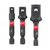 Milwaukee 4932479228 3pce 1/4inch Impact Square Drive Adaptor Set for 1/4, 3/8, &amp; 1/2drive image