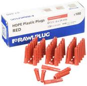 Rawl Fixings 67-600 Plastic Plugs Red 5.5 to 6mm 100 Pieces