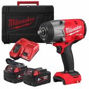 Milwaukee M18FMTIW2F-502x 18volt Impact Gun 1/2dr Mid Range 881nm with 2 x 5amp batteries, charger &amp; case image