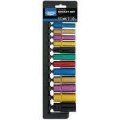 Draper Metric Coloured Deep 12 Piece Socket Set, 3/8" Sq. Dr. 50197 image