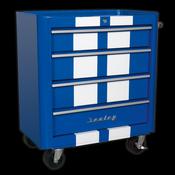 Sealey Rollcab 4 Drawer Retro Style - Blue with White Stripes AP28204BWS
