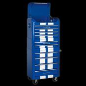 Sealey Retro Style Topchest, Mid-Box &amp; Rollcab 10 Drawer, Blue/White AP28COMBO2BWS