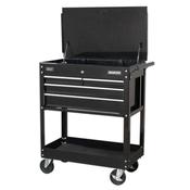 Sealey Heavy-Duty Mobile Tool &amp; Parts Trolley with 4 Drawers &amp; Lockable Top - Black AP850MB