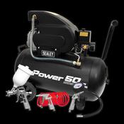 Sealey Air Compressor 50L Direct Drive 2hp with 4pc Air Accessory Kit SAC5020APK