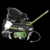 Sealey Air Compressor 50L Direct Drive 2hp with 4pc Air Accessory Kit SAC5020EPK