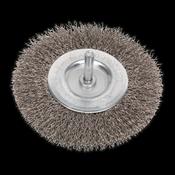 Sealey Flat Wire Brush Stainless Steel 100mm with 6mm Shaft SFBS100