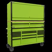 Sealey 15 Drawer 1549mm Mobile Trolley with Wooden Worktop &amp; Hutch AP6115BECOMBO1