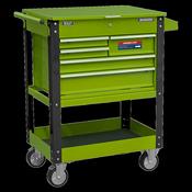 Sealey Heavy-Duty Mobile Tool &amp; Parts Trolley 5 Drawers- Hi-Vis Green AP890MHV