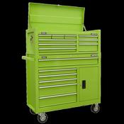 Sealey 15 Drawer Topchest &amp; Rollcab Combination - Green AP41STACKHV