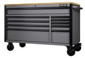 Bunker Workbench Roller Cabinet, 10 Drawer, 56"  Light Grey 31760