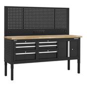 Sealey Superline PRO Modular Workbench with 6 Drawers &amp; Cupboard Wooden Worktop 1830mm APMWB72COMBO2W