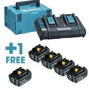 Makita 18v LXT 5.0Ah x4 Batteries Kit with Charger 197627-6 image