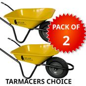 Bear Barrows X-Power 90L Yellow Tarmac/Construction Wheelbarrow (Pack of 2)