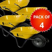 Bear Barrows X-Power 90L Yellow Tarmac/Construction Wheelbarrow (Pack of 4)