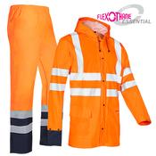 Sioen Eshton Hi-Vis Orange Rain Jacket with Fixed Hood &amp; Norvill Hi-Vis Rain Trousers image