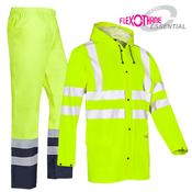 Sioen Eshton Hi-Vis Yellow Rain Jacket with Fixed Hood &amp; Norvill Hi-Vis Rain Trousers image