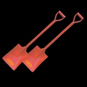 Pair of Red Square All Steel Shovels with D Handle image