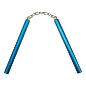Heavy Slim Aluminium Nunchaku With Chain: Blue - 10"