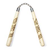 Delxue Carved Dragon Nunchucks B.B - White Oak