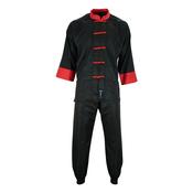 Adults Kung Fu Elite Microfibre Suit - Black/Red image