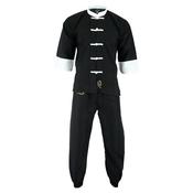 Adults Kung Fu Elite Microfibre Suit - Black/White