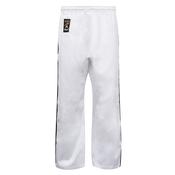 Full Contact Trousers - White W/ 2 Black Stripes Cotton