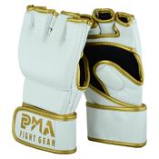 MMA Leather Elite White/Gold Grappling Fight Gloves image